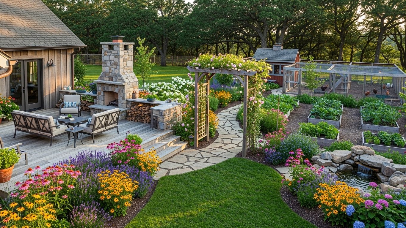 12 Farmhouse Backyard Landscaping Ideas
