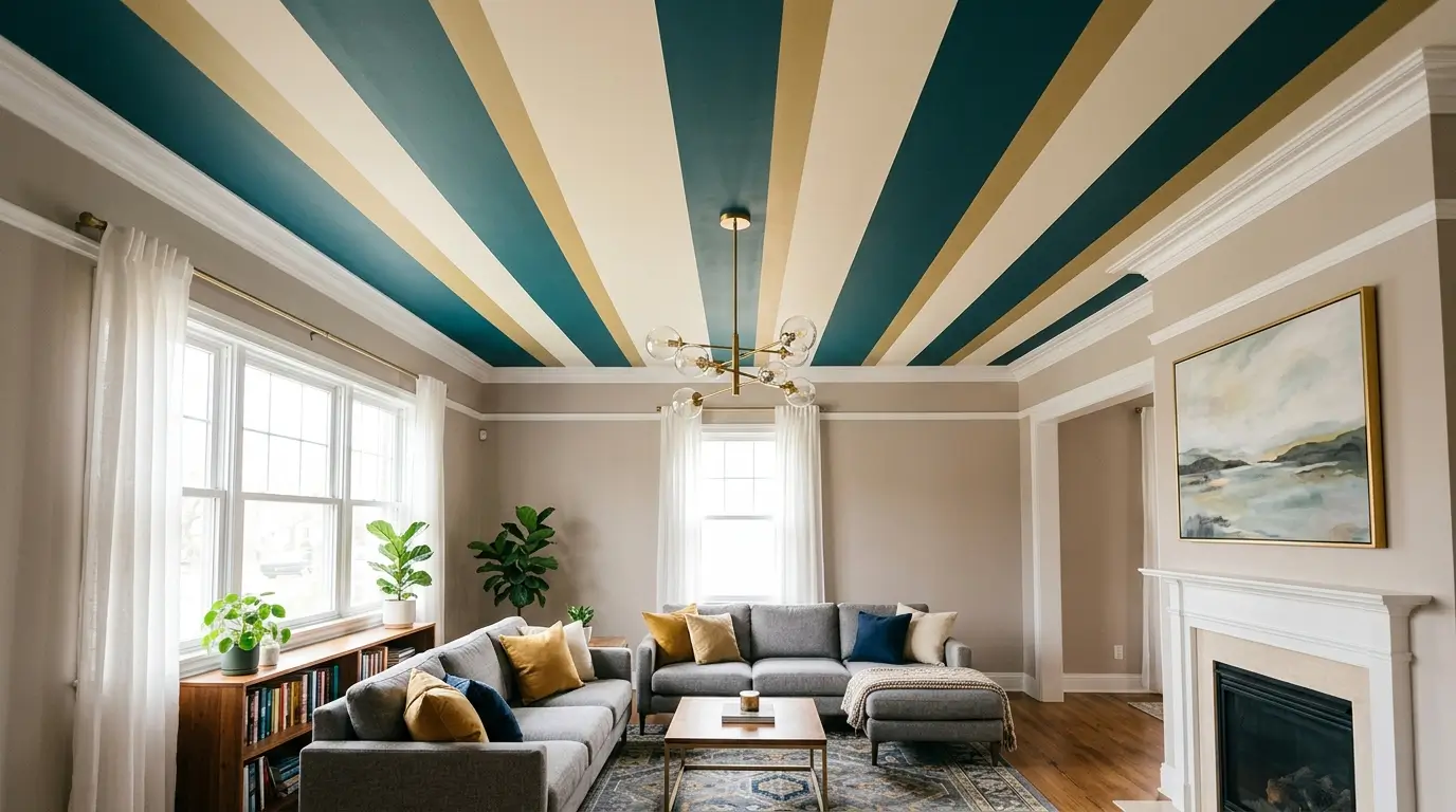 12 Striped Ceiling Paint Ideas for Living Rooms